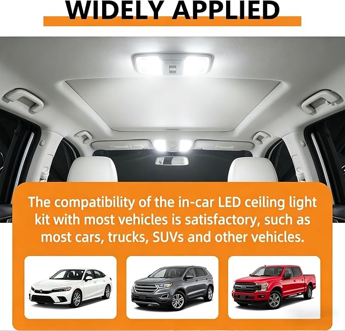 24PCS Car LED Interior Light Kit, T10 31mm 41mm LED Dome Light Bulb Set Replacement for Map License Plate Door Side Marker Cornering and Trunk Interior Lighting, Fits Most Cars and SUVs(White)