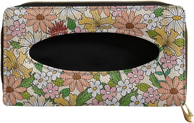 Floral Print Car Sun Visor Tissue Holder PU Leather Tissue Box Car Visor Accessories Automotive Visor Tissue Holder PU Leather Backseat Tissue Box