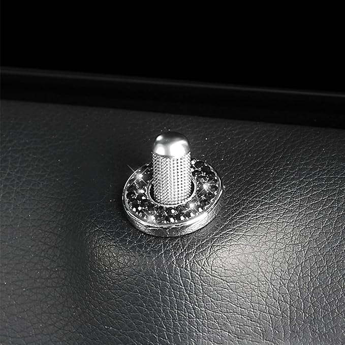 4 Pack Bling Car Inner Door Lock Covers, Rhinestones Pull Rod Bolt Decoration Stickers, Auto Universal Sparkly Door Bolt Cap, Compatible with Mercedes-Benz A/B/C/D/E Class (Black)