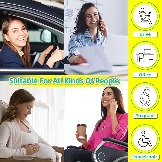 kingphenix Car Seat Cushion with Back Support Pillow, Memory Foam, Grey | Memory Foam Car Cushion for Long Driving, Truck, Office Chair, Tailbone and Lower Back Support