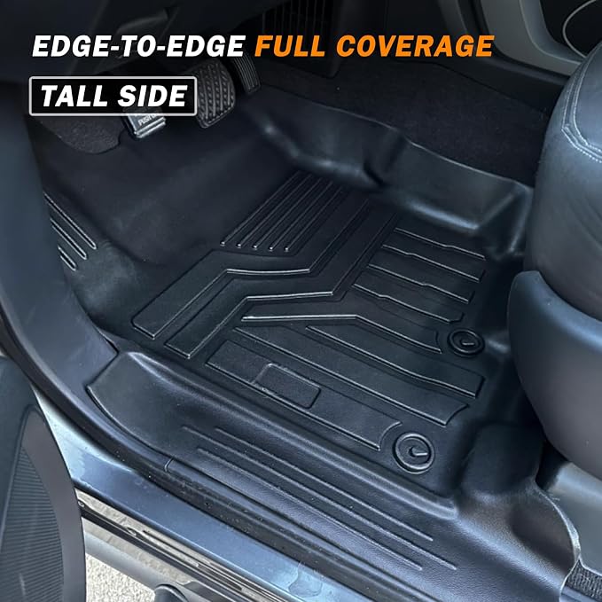 KUST Floor Mats for 2014-2021 Toyota Tundra Double Cab/Crew Max Cab, All Weather TPE Rubber Floor Liners for Tundra Accessories Front Rear 2 Row High Side