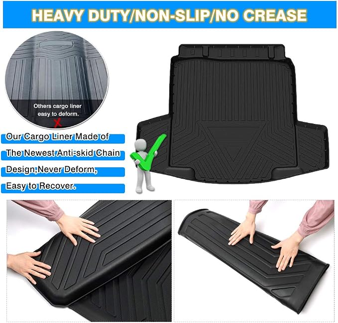 Cartist Cargo Liner Compatible with Chevrolet Malibu 2016 2017 2018 2019 2020 2022 2023 2024 2025 All Weather Trunk Mat Liner for Malibu Accessories Black