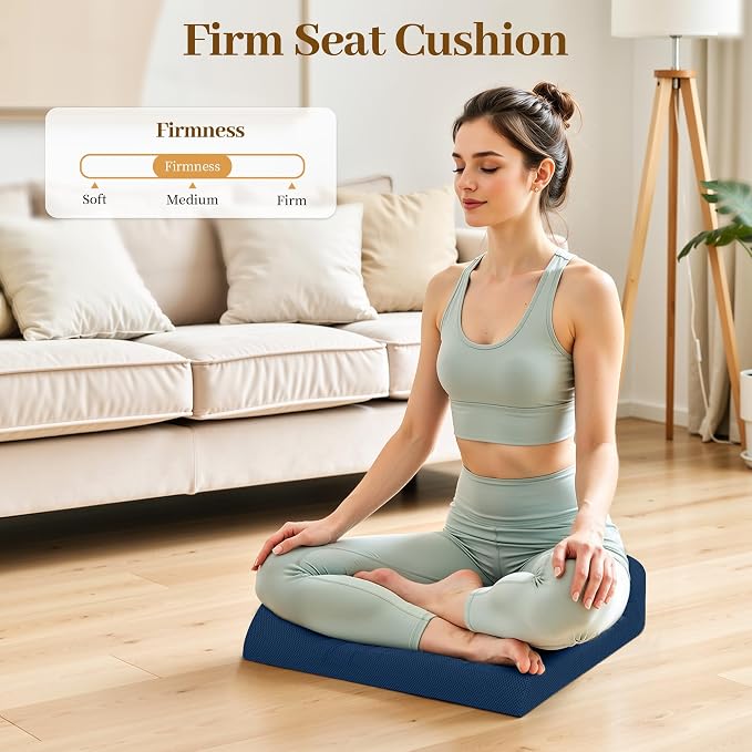 TranquilRelax 2XL Seat Cushion, Memory Foam Cushion for Long Sitting Hours on Office Chair, Car Seat, Non-Slip Chair Pad for Sciatica, Coccyx, Tailbone Pain Relief & Post-Surgery Recovery (Blue)