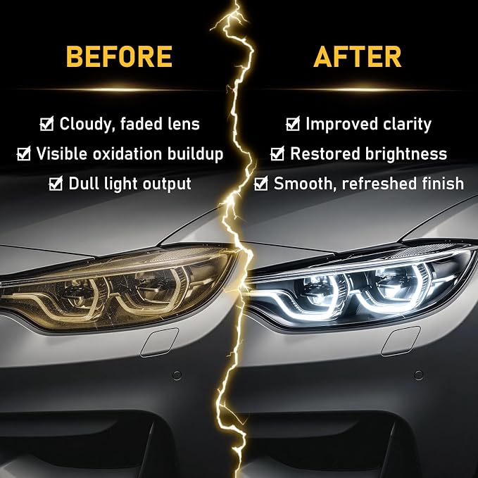 2-Step Headlight Restoration Wipes–No Sanding Car Headlight Restoration Kit with Oxidation Remover&Ceramic Coating,UV Protection,Restore Clear Polycarbonate Lenses(2 Pack)