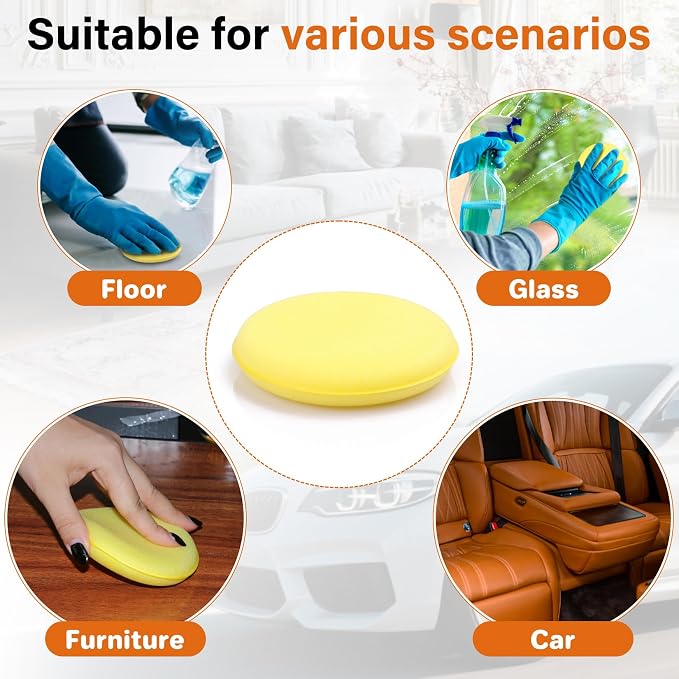 PSLER 24PCS Car Wax Applicator Pad - 4 Inch Foam Applicator Pads | High Density Foam Pads for Detailing, Tire Shine, Waxing, Polishing, Ultra Soft Reusable Sponges, Scratch Repair & Wheel Dres