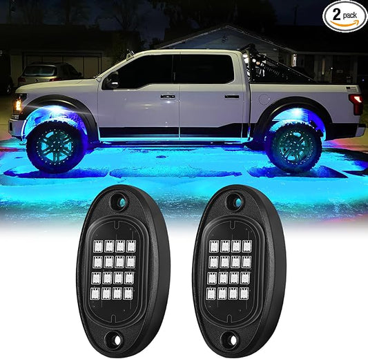 2 Pods Replacement Damaged Pod for Segmented RGB LED Rock Lights 12v Underglow Light Multicolor Waterproof Neon for Jeep Trucks ATV UTV Golf Cart Offroad Pickup RZR SXS