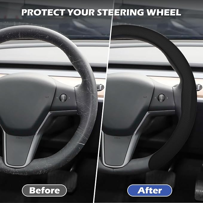 Frani Nappa Leather Steering Wheel Cover, 15 Inch, Black | Universal Fit, Non-Slip Breathable, Comfort Grip for Cars Trucks SUVs, Anti-Slip Durable