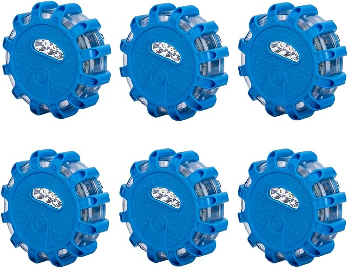 CICMOD LED Road Flares Roadside Safety Emergency Lights Beacon Disc Flashing Warning Flare Kit for Car Truck Boat - 6 Pack