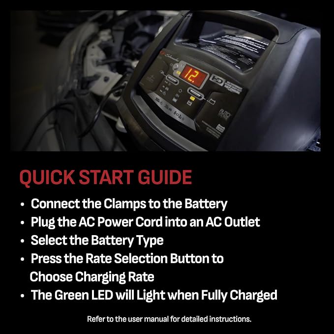 Schumacher Electric 6A Car Battery Charger and 100A Engine Starter, 6-in-1 Solution, Maintainer, 30A Boost, for 6V/12V Power Sport, Automotive, and Marine Batteries, SC1308