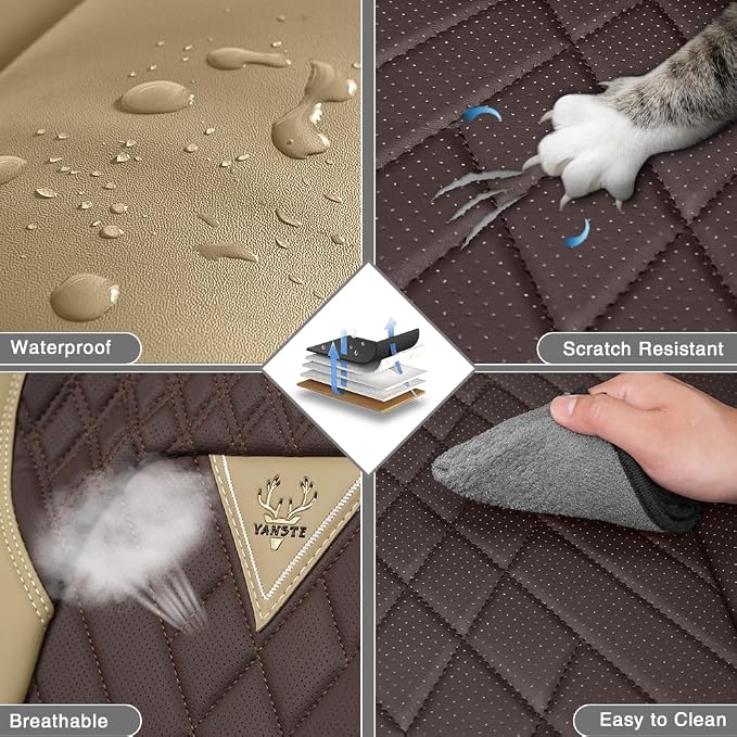 for Toyota 4Runner Seat Covers 2001-2026,Premium Leather, 360° Full Protection, Thick Padding & Memory Foam, Waterproof & Stain-Resistant Car Seat Cover Full Set (5 Seat,Brown&Beige)