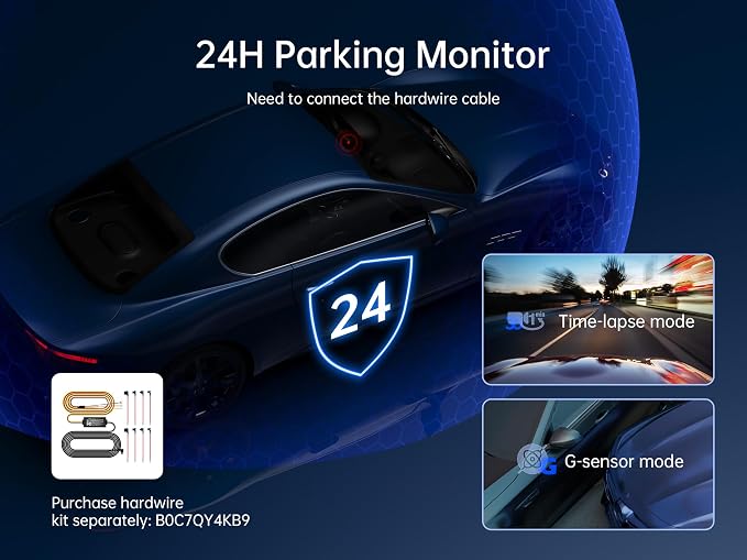 Pelsee 4K 3 Channel Dash Cam Front and Rear Inside, Dash Camera for Cars, 4K+1080P+1080P Dashcam with APP & WiFi, Smart Driving System ADAS DMS, 24H Parking Mode,G-Sensor (SD Card Not Included)