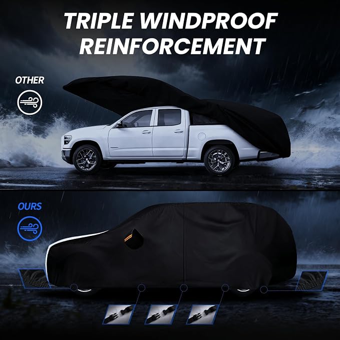 Multi-Layer Car Cover Custom Fit for Toyota Grand Highlander(2013-2026), 100% Waterproof All Weather for Automobiles, Gift with Towel, Heavy Duty Car Covers for Rain Sun UV Protection With Door Zipper