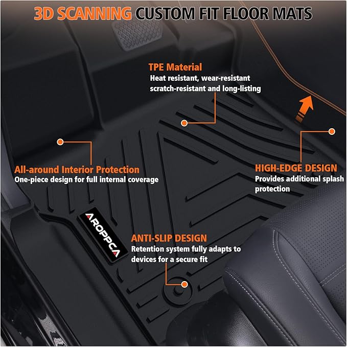 Floor Mats Cargo Liner for Ford Mustang 2015-2025 (NOT for Mach-E) | All Weather TPE Floor Liners Full Set Automotive Mats for 2025 Mustang Accessories