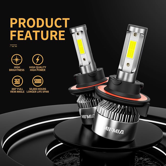 𝖧𝟣𝟥/𝟫𝟢𝟢𝟪 Bulbs 800% Brightness 40000LM 6500K White, Backup Non-Polarity Plug and Play with Fan, IP68 Waterproof Off-Road Lights, Pack of 2