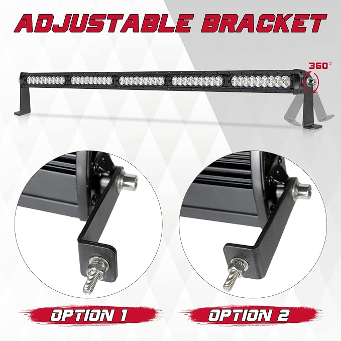 OFFROADTOWN 2 Pack Light Bar Mounting Brackets Side-Mounted Brackets for Single Row Bar Straight or Curved Universal Adjustable Bracket Mounts Kits L Shape for Offroad Truck Jeep