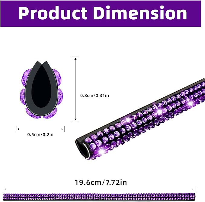 NBTEPEM Bling Car Air Conditioner Decoration Strip for Vent Outlet, 10 PCS Universal Rhinestone Car Vent Outlet Trim Decorations, Bling Interior Accessories for Women and Girls (Purple)