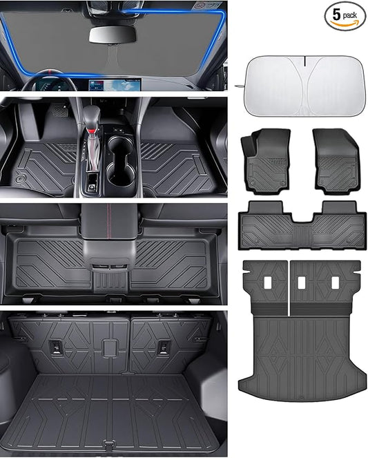 Floor Mats for Chevy Equinox 2025-2026/GMC Terrain (Not for EV),All Weather Protection Custom Floor Mats Trunk Cargo and Car Windshield Cover Set for Chevy Equinox Accessories