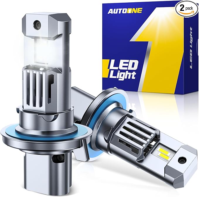 AUTOONE H13 9008 LED Bulbs, 60000LM 1200% Ultra Bright, Real 1:1 Halogen Size 6500K Cool White, Plug and Play Easy Installation with Silent Cooling Fan, CANBUS Ready, Pack of 2
