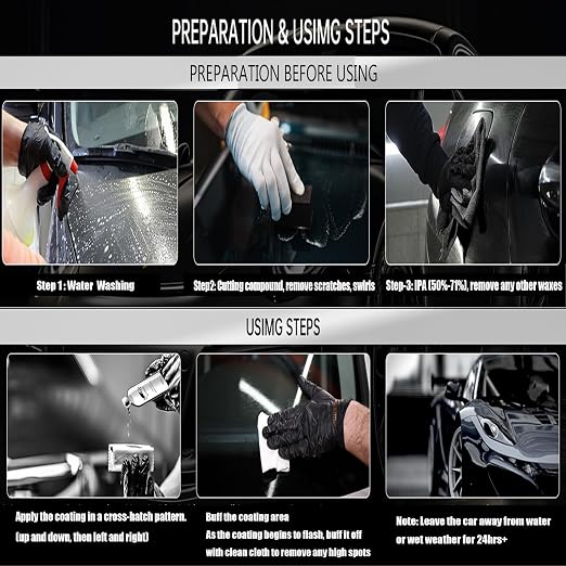 10H Nano Ceramic Coating for Cars, 50ML High Gloss Anti-Scratch SiO2 Ceramic Car Coating Kit, Plastic, Glass, Wheel Polishing, Hydrophobic, Long Lasting Protection