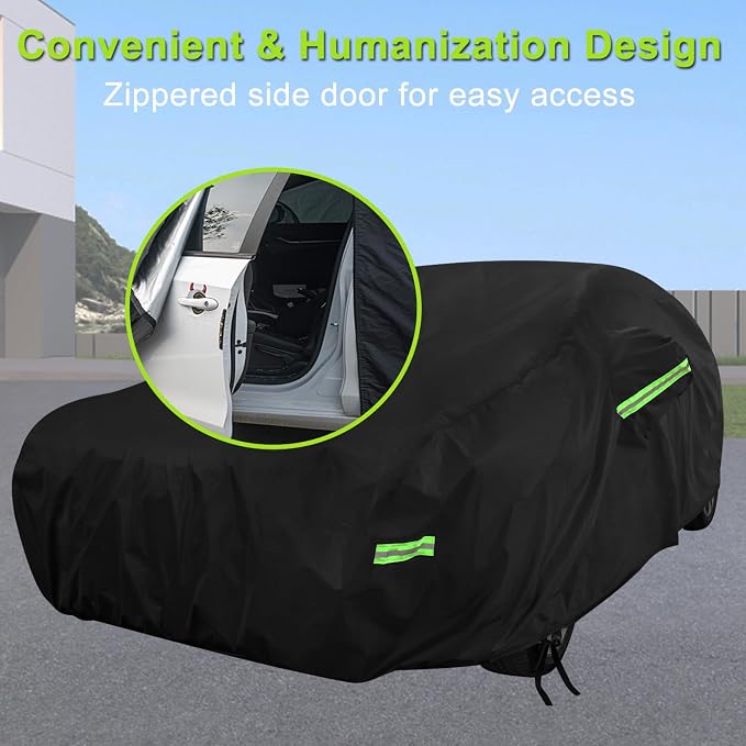 Car Cover for Honda Civic, Waterproof with Door Zipper | Custom Fit，All Weather Protection，Rain & Snow Proof，Windproof，Reflective Strips，Indoor&Outdoor Full Exterior