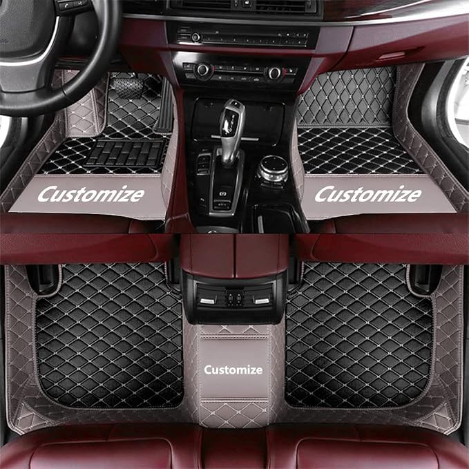 Custom Fit Car Floor Mats - Full Coverage Automotive Leather Floor Liners for Most Vehicles by MingyunSM (Black & Gray)
