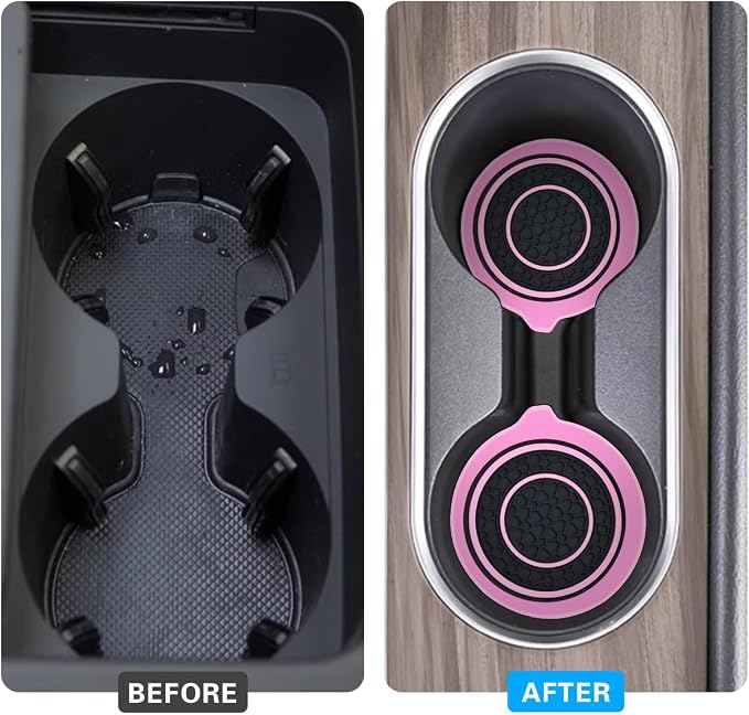 Mandark Car Cup Holder Coaster, 2.75 Inch Non-Slip Vehicle Cup Holder Insert Mats, Dustproof Automotive Interior Console Cup Insulated Pads Accessories, Universal for SUV, Sedan, Truck (Pink)