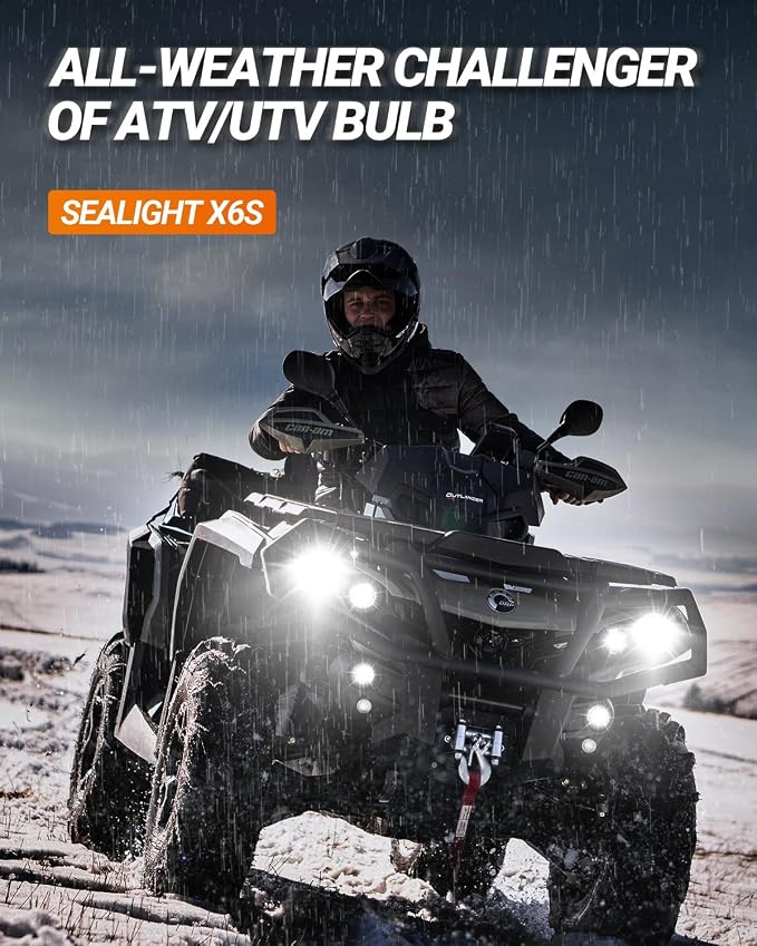 SEALIGHT X6S 9005/HB3 9006/HB4 Bulbs Combo, 900% 80000LM Ultra-Bright 9006 9005 Powersports Headlights, 60000+ Hrs HB3 HB4 Lighting Bulb with Cooling Fan, Easy Plug and Play, Pack of 4