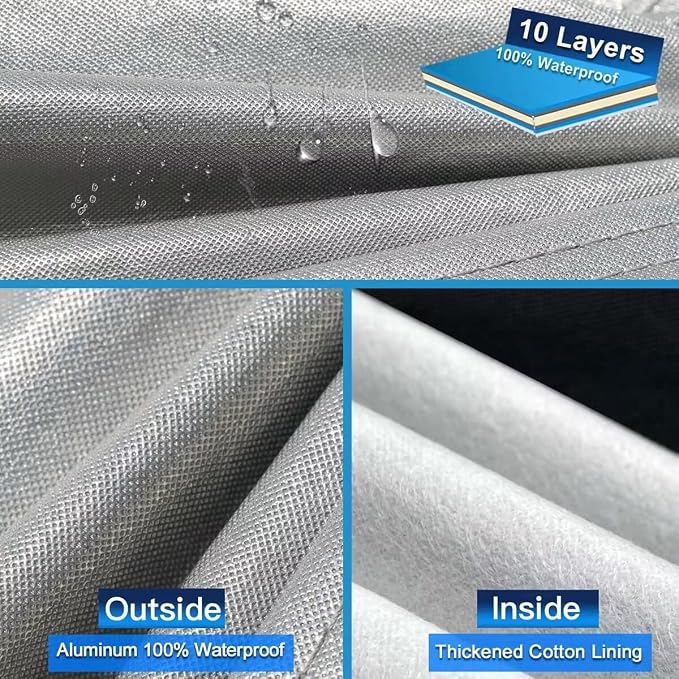 10 Layers SUV Car Cover Custom Fit for GMC Yukon (2006-2024) Waterproof All Weather for Automobiles, Outdoor Full Cover Rain Sun UV Protection.Silver