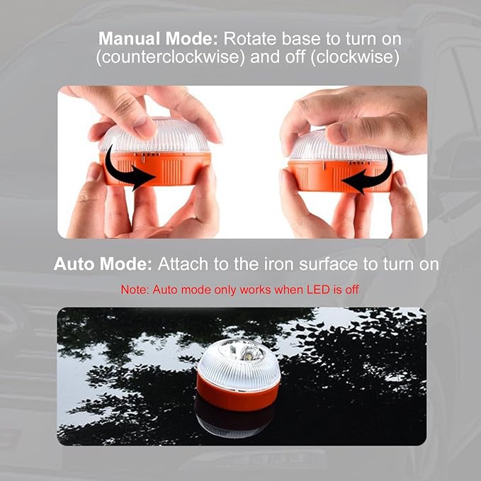 Magnetic LED Emergency Beacon, Flashing Roadside Safety Flare Warning Lamp for Car Breakdown Camping Power Outage