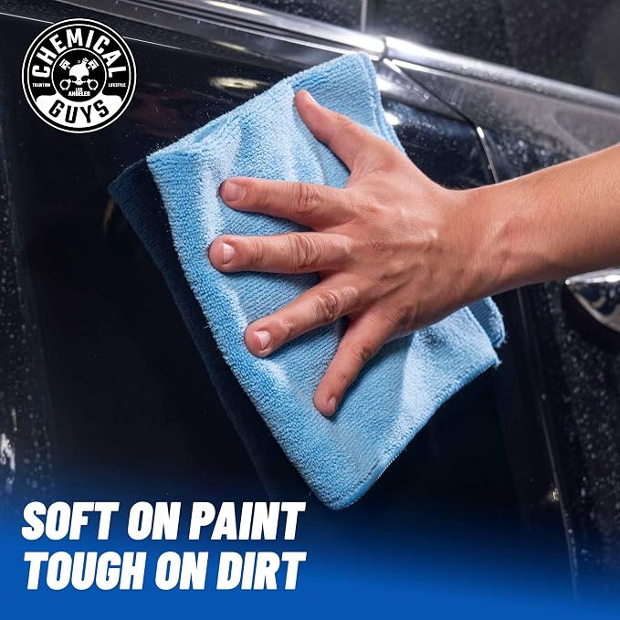 Chemical Guys Workhorse Professional Microfiber Towels, Blue - 6 Pack Ultra-Soft Blend Detailing Towels for Wax, Glaze, Interior, Glass & All-Purpose Cleaning 16" x 16"