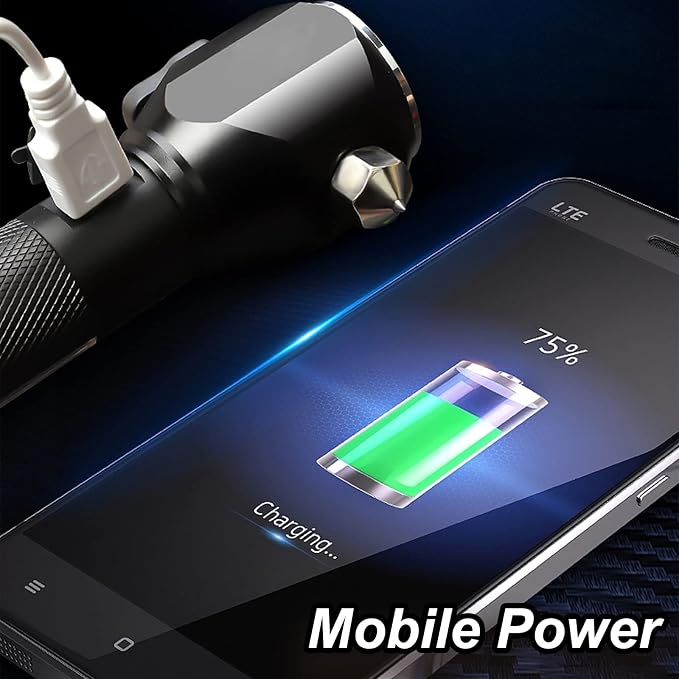 Car Glass Breaker Hammer with Flashlight, Multi-Function Rechargeable Emergency Escape tools with Window Breaker and Seatbelt Cutters,Bright Solar Torch， RescueAlarm Rescue, Strobe SOS Beacon