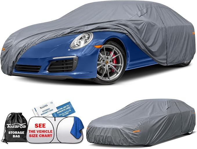 Car Cover Waterproof All-Weather,Outdoor Full Exterior Coupe Covers Custom Fit for Porsche 911,Chevrolet Corvette Cavalier Cobalt,Audi A5,BMW 2 Series,Ford Mustang,etc,Size C3(See SizeChart)