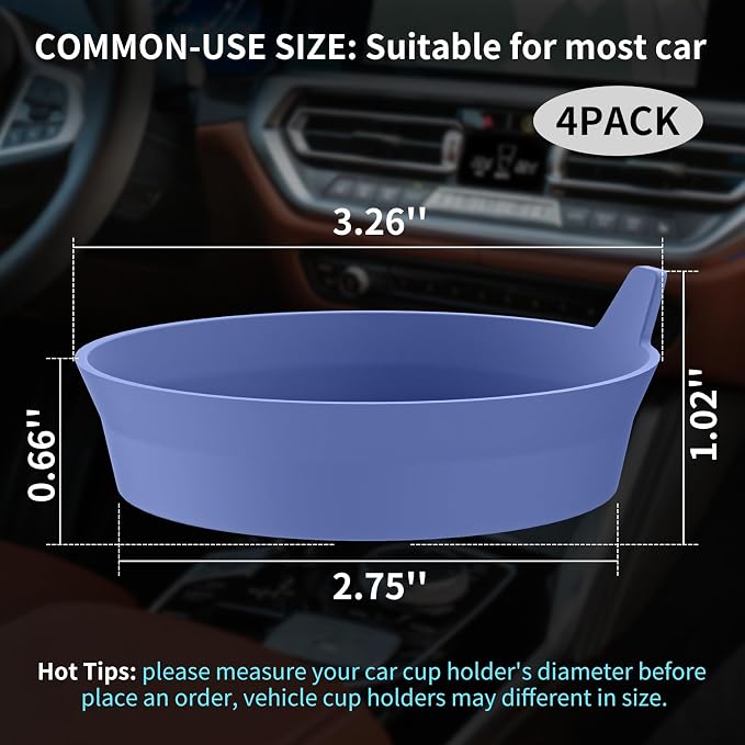 ME.FAN Car Cup Holder Coasters [4 Pack] Silicone Cups Mats, Automotive Universal Non-Slip Recessed Interior Accessories Navy Blue