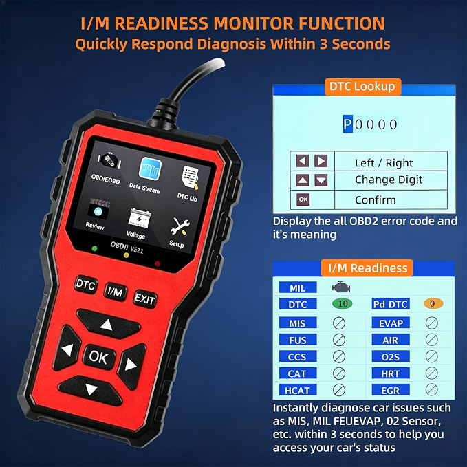 OBD2 Scanner Diagnostic Tool, 2026 Upgraded Car Code Reader(Orange) | Car Diagnostic Scanner Tool, Check Engine Code Reader with Live Data, Mode 6/8, Battery Voltage, Read & Clear Error Code