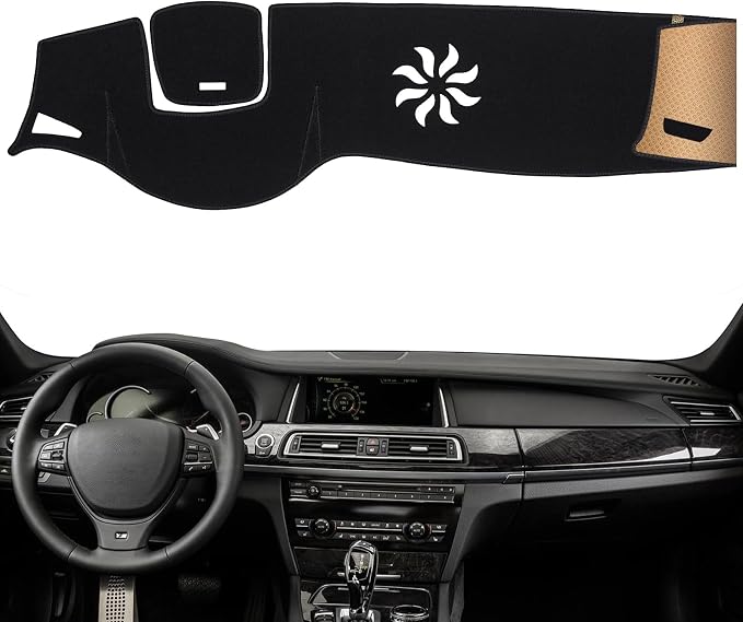 Dash Cover, Anti-Glare, Sun Protection, Dustproof, UV-Proof, Dashboard Covers, Interior Car Accessorie Fit for 09-15 BM-W 740i/Ld/Li,750i/Li 760Li xDrive ActiveHybrid 7 Alpina B7 B7L, Black