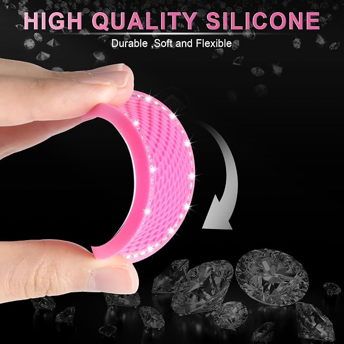 JUSTTOP Car Cup Holder Coaster, 2 Pack Universal Auto Anti Slip Cup Holder Insert Coaster, Bling Crystal Rhinestone Car Interior Accessories-Deep Pink