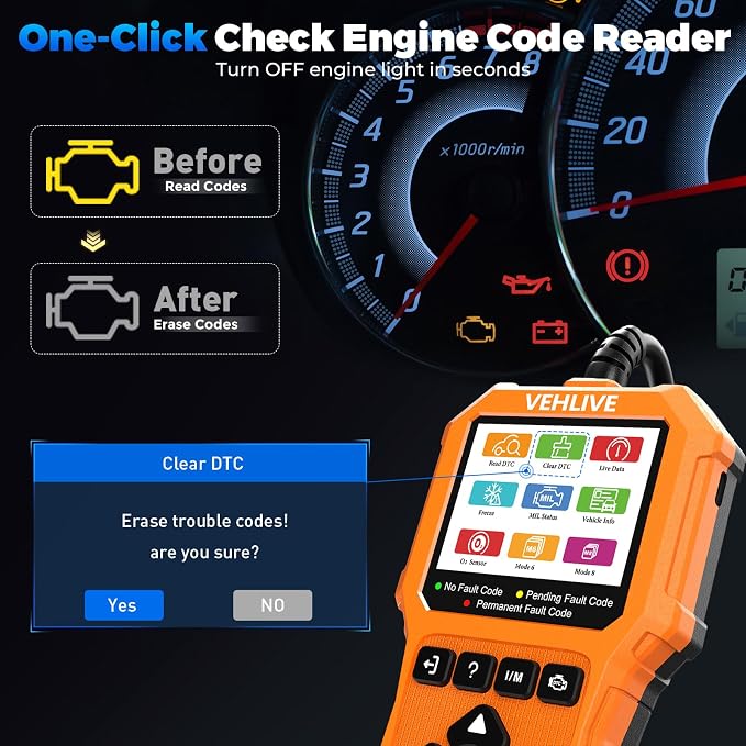 V880 OBD2 Scanner Diagnostic Tool for Car Code Reader/Reset Emissions Test