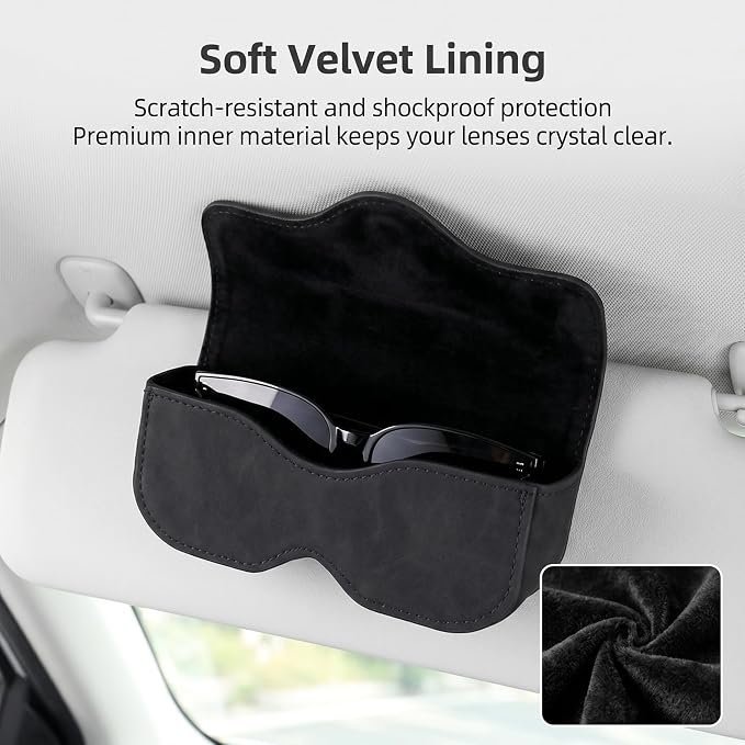 Car Seat Side Tissue Holder, Lightweight Leather Tissue Box Holder, Multi-purpose Hanging Storage Box for Sunglasses Tissues, Universal Interior Accessories for Seat Back Headrest (Black)
