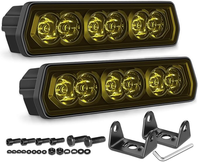 6 Inch Light Bar Yellow, SWATOW INDUSTRIES 6" CREE LED Pods Spot Bumper Mount Work Lights Ditch Pod Lights Yellow Fog Lights for Wrangler F150 Toyota Truck Pickup SUV UTV ATV