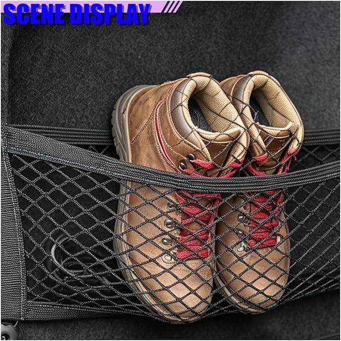 Craedli 2PCS Small Cargo Net, Elastic Stretchable Mesh Net Pocket with Mounting Screws and Hooks, Universal Automotive Trunk Netting Storage Pouch for Car, Truck, SUV, Boat, RV(21 x 9.8 Inch)