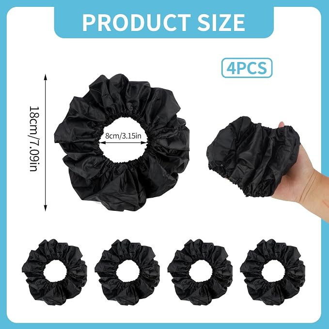 4 Pack Baby Stroller Wheel Cover Black Wheelchair Wheel Tire Protector for Child Kid Baby Stroller Jogger Wheels Covers Noise Reducing & Anti Scratch Cart Wheel Tire Protectors Accessories L