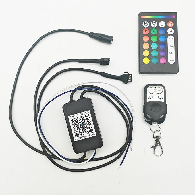 Replacement LED Controller for RGB LED Rock Lights with Brake Smart Energy-Saving Functions, 12V 4Pin Control Box with 5A Fuse for Underglow Lights Kit