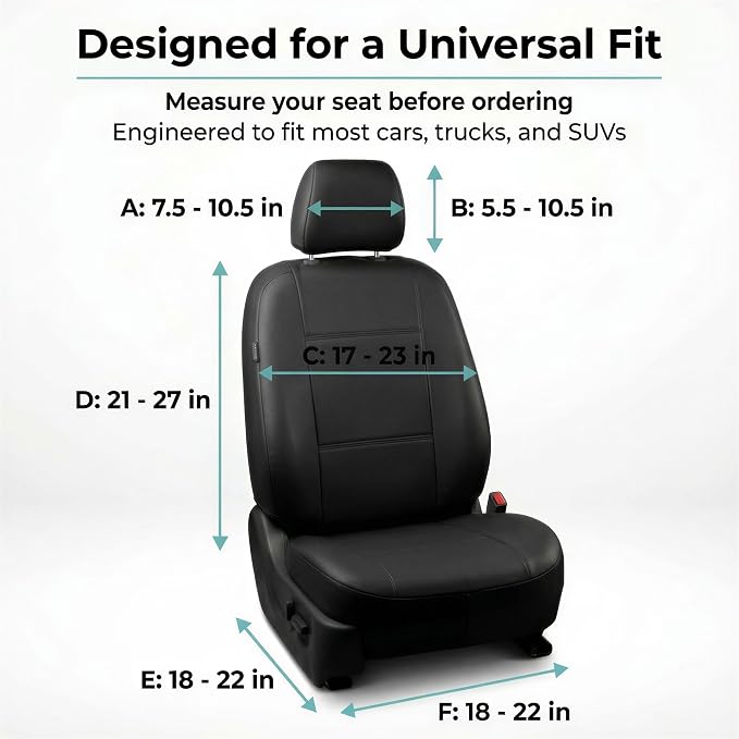 FH Group Car Seat Covers PU Leather Automotive Seat Covers Front Set, Black Seat Covers Pair Set with Gift Universal Fit Interior Accessories for Cars Trucks and SUVs