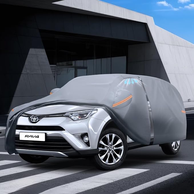 Waterproof Toyota RAV4(2015-2026) Car Cover with Breathable Vents, [Upgrade] Premium Covers with Cotton Liner and Zipper Door, Sun Rain Snow Dust Uv Protection.(Gift with Towel)