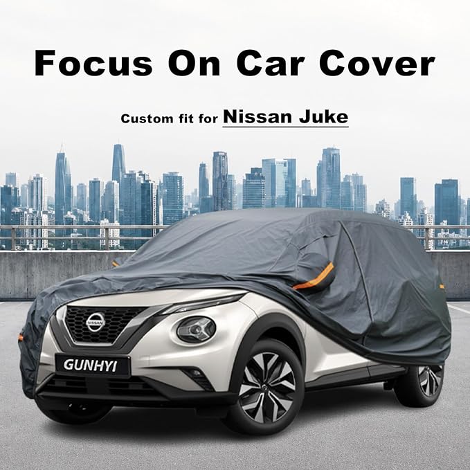 GUNHYI Premium Car Cover Custom Fit Nissan Juke, 16 Layers Heavy Duty Car Cover Waterproof All Weather with Zipper Door for Sun Rain Snow Dust Uv Protection