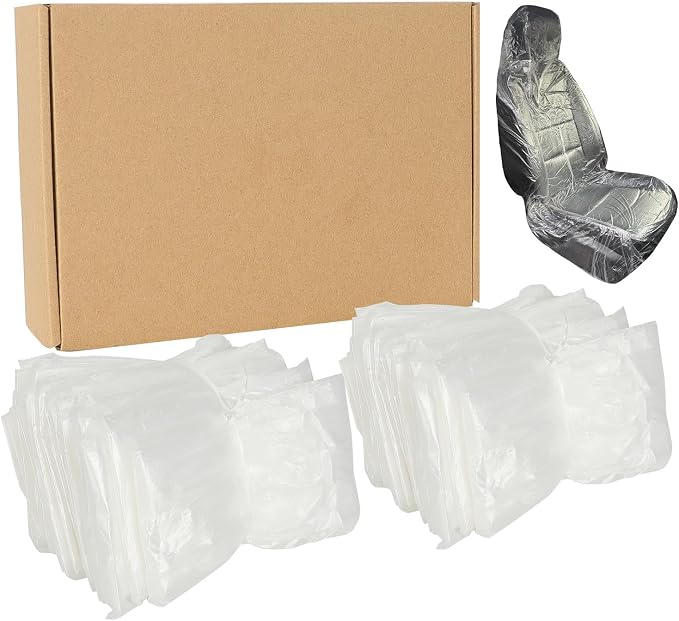 50 PCS Thickened Disposable Plastic Car Seat Covers, 57.1 x 31.5 Inches | Transparent Waterproof Seat Protector, Universal for Airplane Seats, Salon Chair, Restaurant Seats, Bus Seat & Most Vehicles