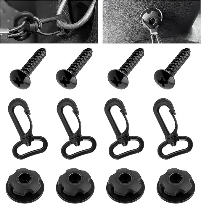 8PCS Automotive Cargo Nets Hooks,Sturdy Hook of Cargo Net for SUV with 4PCS Screw for Fixing Car Cargos Nets,Universal Car Accessories Cargos Netting Hook for Most Vehicles