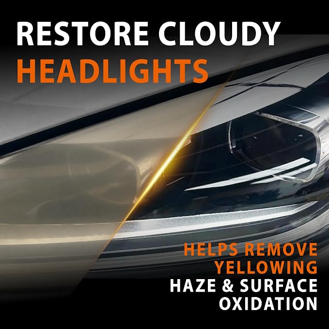Headlight Cleaner Wipes Kit, 6 Wipes 2-Step Headlight Restorer for Cloudy Yellow Plastic Lenses, Removes Light Oxidation and Haze, No Sanding, Protective Coating for Cars