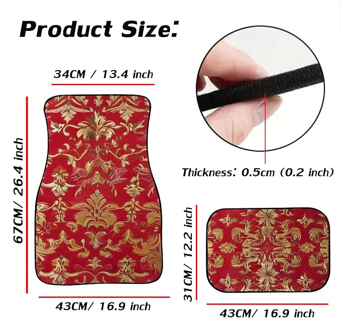 Car Floor Mats Non-Slip Automotive Floor Mats All-Weather Front Rear Car Floor Foot Mat Sets of 4 Pieces Foot Mats Rugs Carpet for Car Trucks SUV Sedans (FUGU-05)