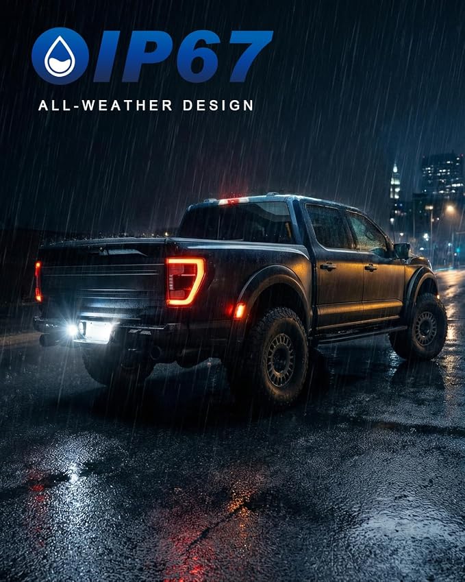 LED License Plate Lights for 2015-2025 F150 | for 2017-2025 F150 Raptor | Super Bright SMD LED | 6000K White | Rear Bumper Tag Lights | Smoked Len
